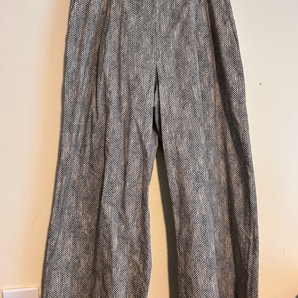 Eileen Fisher Monochrome Patterned Wide Leg Pants - Picture 2 of 7